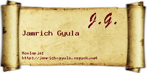 Jamrich Gyula névjegykártya